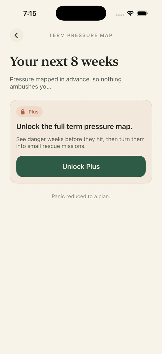 Weekly plan screen in Chill ATAR
